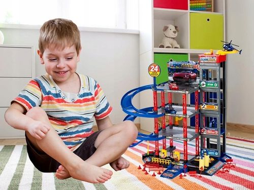 Garaż Parking Samochodowy 4-piętrowy Zjeżdżalnia dla Autek 4 Poziomy Myjnia na Arena.pl