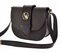 Laura Biaggi - modna mała torebka listonoszka czarny groszek klapka P328