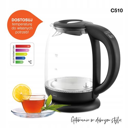 Czajnik elektryczny Eldom C510C 2200 W 1,7 l czarny szklany, NOWOCZESNY! na Arena.pl