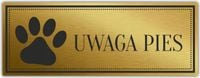 Tabliczka Złota Srebrna na drzwi UWAGA PIES