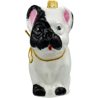 Bombka choinkowa szklana: Buldog francuski: biały