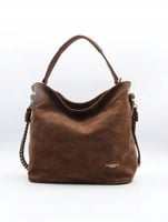 Torba Flora&Co torebka duża worek zamsz zamszowa eco brązowa czekoladowy