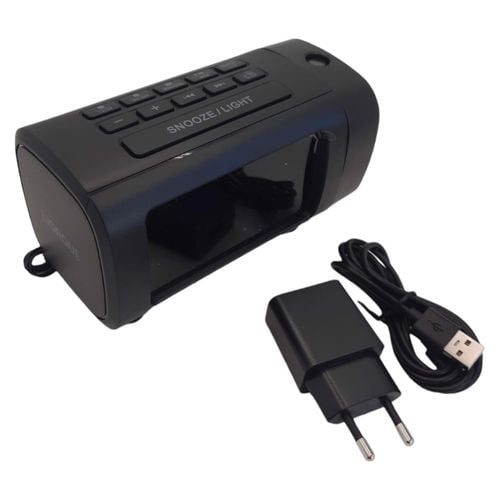 Cyfrowy budzik z projektorem USB Czarny na Arena.pl