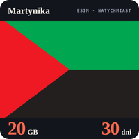 Karta eSIM Internet Martynika 20 GB na 30 dni - bez rejestracji