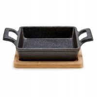 NACZYNIE DO PIECZENIA ŻELAZNE NA BAMBUSOWEJ PODSTAWCE SLATE 14 X 19 X 5 CM