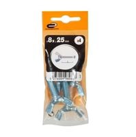 Śruba 8x25mm metryczny skok gwintu 4 szt. łeb motyl fra