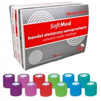 Bandaż kohezyjny samoprzylepny elastyczny różne kolory 10cm x 4,5m 12szt.