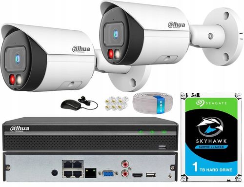 Zestaw Monitoringu IP DAHUA 2x Kamera 8Mpx Dual Light Rejestrator 4ch PoE na Arena.pl