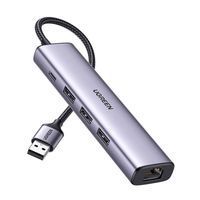 Hub USB UGREEN CM475 5w1 3x USB 3.0 RJ45 USB-C Szary