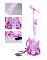 DUŻA GITARA ELEKTRYCZNA ZABAWKA MUZYCZNA DLA DZIECI MIKROFON +STATYW ZESTAW