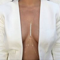 ŁAŃCUSZEK NA DEKOLT BODY CHAIN PLAŻE PIERSI CYRKONIE DIAMENT ZŁOTY SEXY 9