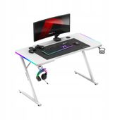 Biurko Gamingowe Huzaro Hero 2.5 Rgb Led Pilot White Carbon 120 Cm X 60 Cm