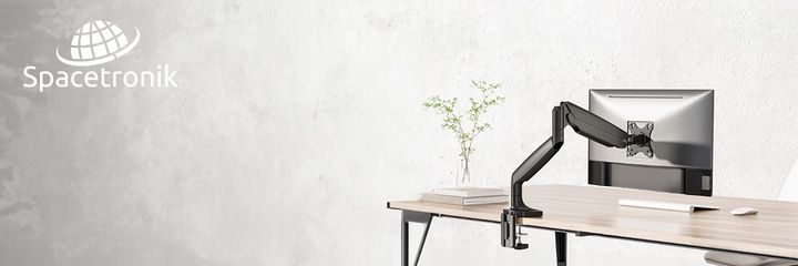 Uchwyt Uniwersalny Ramię na Monitor Spacetronik SPAS110S Srebrny USB A i C zdjęcie 2