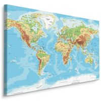 Obraz MAPA ŚWIATA Po Polsku na Ścianę Do Salonu Biura 100cm x 70cm