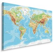 Obraz MAPA ŚWIATA Po Polsku na Ścianę Do Salonu Biura 90cm x 60cm