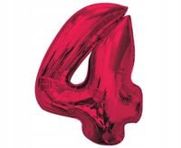 #Bfc39 Balon Foliowy Smart, Cyfra 4, Czerwona, 92
