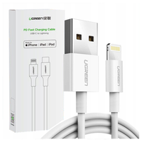 niklowany kabel lightning ugreen mfi 1m us155(biały)