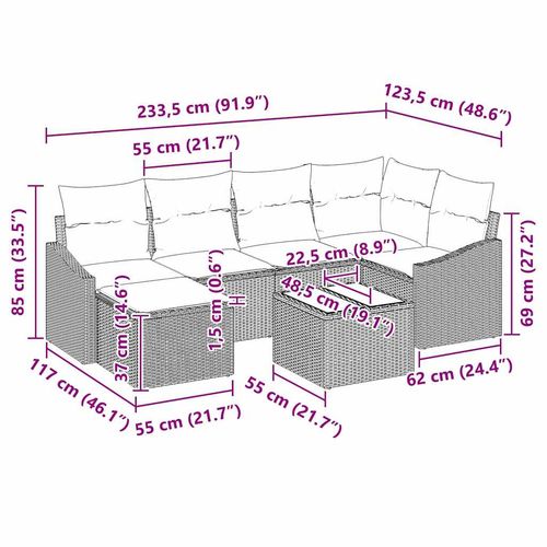 Zestaw Sof na Ogród 7 pcs Czarny Polirattan na Arena.pl