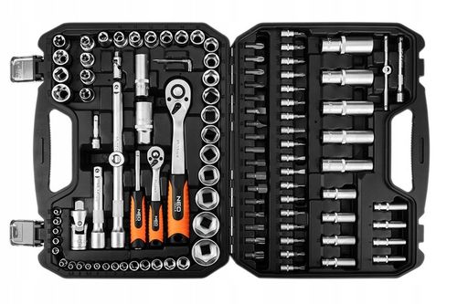 NEO TOOLS Zestaw Kluczy Nasadowych 108 el. 1/2" 1/4" Walizka Stal CrV na Arena.pl
