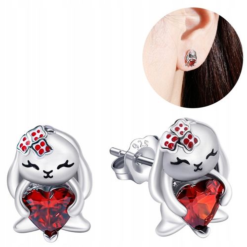 KOLCZYKI SREBRNE DLA DZIEWCZYNKI KRÓLICZKI SREBRO 925 ZAJĄCZKI NA WIELKANOC na Arena.pl