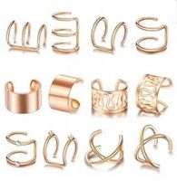 Nausznice Zestaw Kolczyki różowe złoto 6 par stal