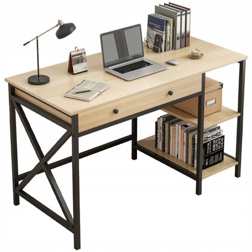 Biurko komputerowe klasyczne jasne z szufladami styl skandynawski 120cm na Arena.pl