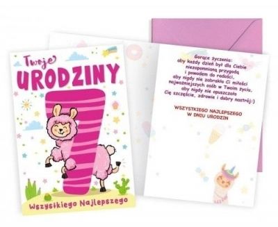 karnet b6 urodziny 7 lama pr-449 zdjęcie 1