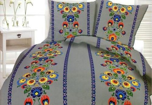 Pościel z kory 140x200 wzór łowicki szary na Arena.pl