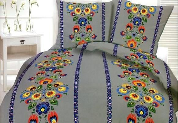 Pościel z kory 140x200 wzór łowicki szary zdjęcie 2