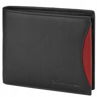 KOCHMANSKI mały portfel męski slim skórzany czarny z czerwonym RFID skóra