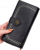 Portfel duży Skórzany pojemny ażurowy pasek boho  C2_B_Czarny