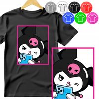 KOSZULKA DZIECIĘCA T-SHIRT - KURO.MI HEL.LO KITT.Y MELO.DY - L 146-152