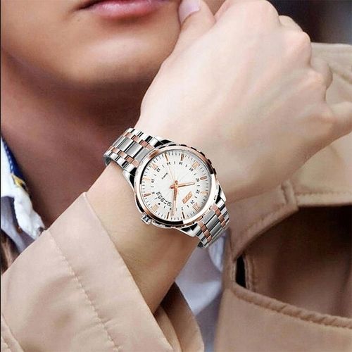 Zegarek męski bransoleta srebrny złoty czytelna tarcza datownik na Arena.pl