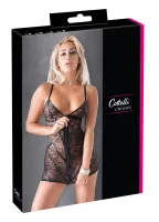 cottelli lingerie czarna sukienka l koronka zamek wet look