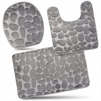 3szt Dywaniki Łazienkowe KOMPLET ANTYPOŚLIZGOWE Mega Miękkie 12mm Grubości