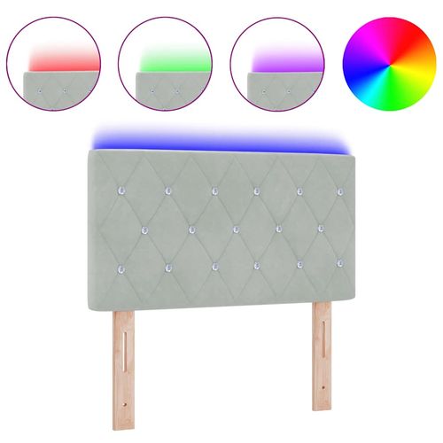 Wezgłowie LED Ze LED Lights Argyle Jasnoszary 80 cm Aksamit na Arena.pl