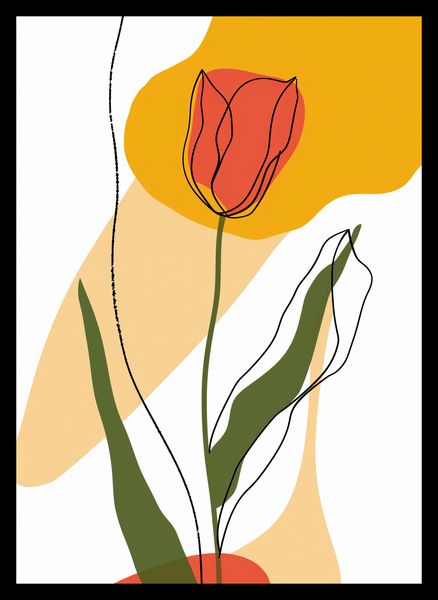 Plakat 25x35cm Przerysowany Tulipan zdjęcie 2