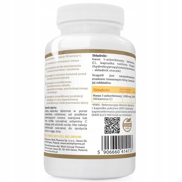 WITAMINA C 1000mg KWAS L-ASKORBINOWY 240kapsułek zdjęcie 3