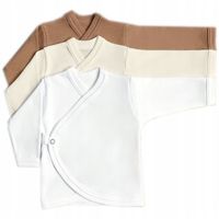 3x Koszulka kopertowa kaftanik 62 biała, ecru, toffi