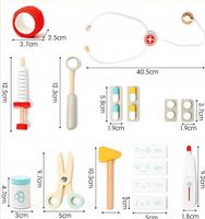 Zestaw małego doktora lekarz drewniane akcesoria apteczka stetoskop (W080)