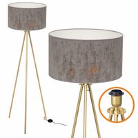 Lampa Stojąca Trigni Złota 136cm Cerlux Szary beton CONCRET abażur 40/25