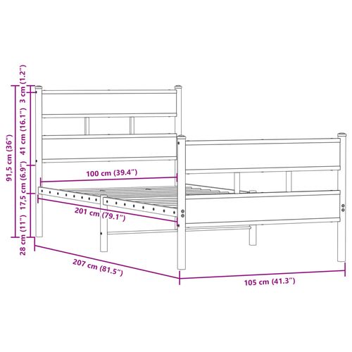 Łóżko z wezgłowiem i zanóżkiem, bez materaca, 100x200 cm na Arena.pl