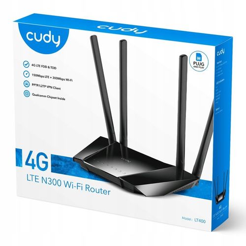 Router Wi-Fi modem Cudy LT400 4G CAT4 karta SIM LTE 300Mbps Ruter Wi-Fi 4++ na Arena.pl