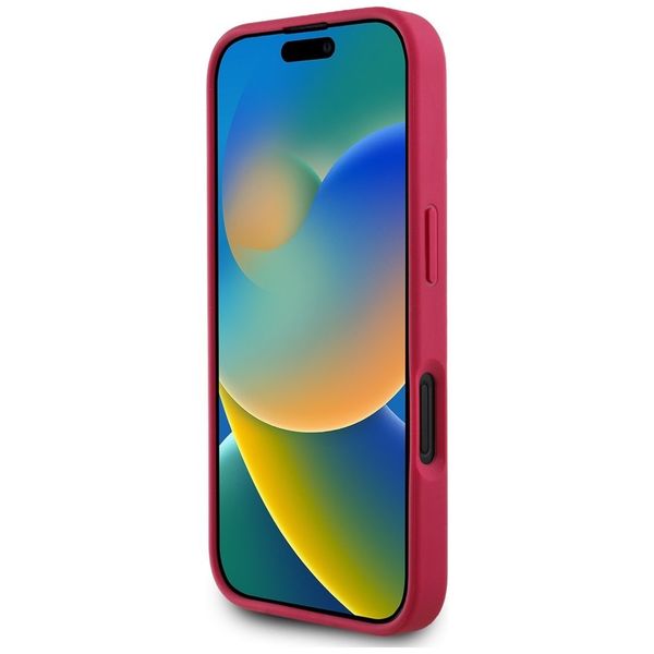 Etui Guess Grained Printed Flower Pattern MagSafe do iPhone 16 fuksja zdjęcie 5