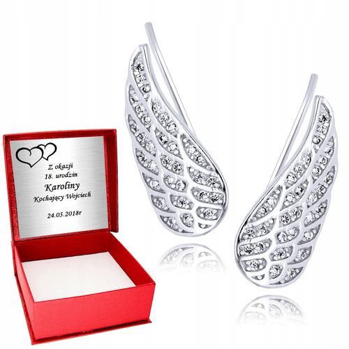 Kolczyki Srebro 925 Skrzydła Nausznice Grawer na Arena.pl