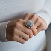 Srebrny pierścionek z Krzemieniem Pasiastym – ręcznie wykonany, srebro 925 1