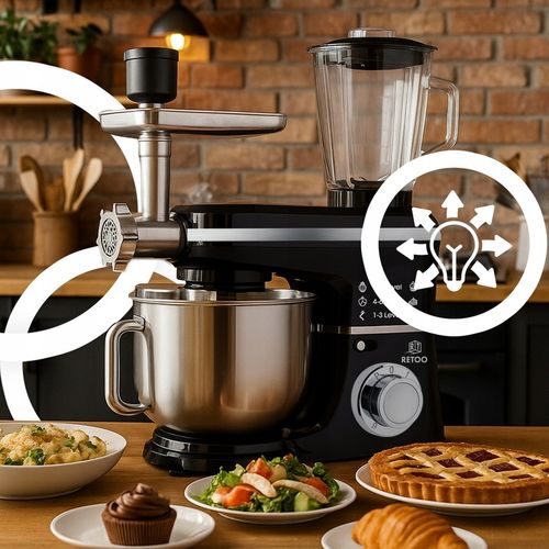 ROBOT KUCHENNY PLANETARNY Z MISĄ BLENDER MASZYNKA DO MIĘSA MIKSER 5w1 na Arena.pl