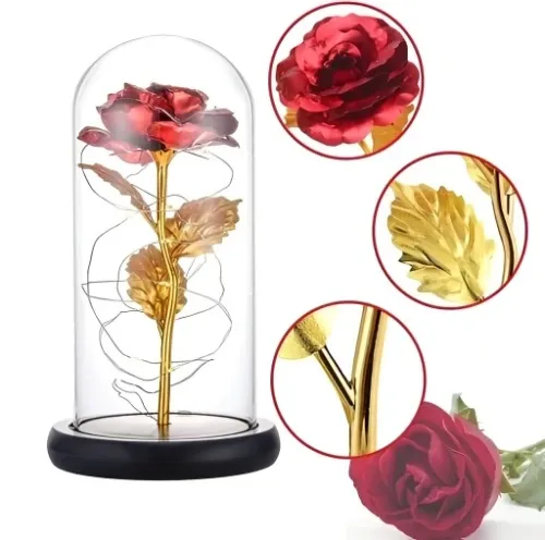 WIECZNA RÓŻA W SZKLE PREZENT ŚWIECĄCA LED PREZENT NA ŚWIĘTA DLA ŻONY na Arena.pl