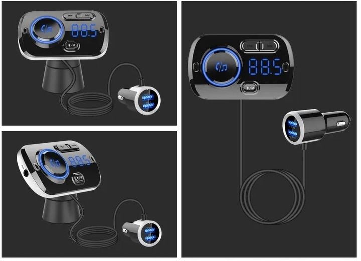 TRANSMITER BLUETOOTH FM SAMOCHODOWY SZYBKA ŁADOWARKA 2x USB AUX zdjęcie 5