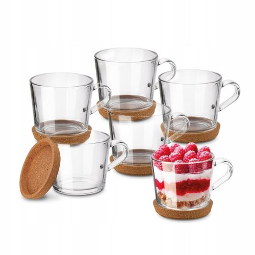 Zestaw KUBKI Szklane SZKLANKI do KAWY i HERBATY z UCHEM Tadar Sue 6x450 ml na Arena.pl
